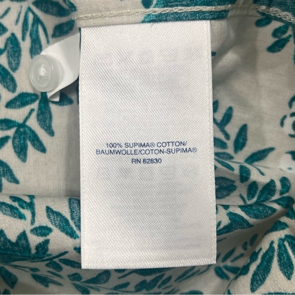 Lands' End Floral Teal Top Shirt Blouse Plus Size 18P 18 Petite 3/4 sleeves - Picture 5 of 8